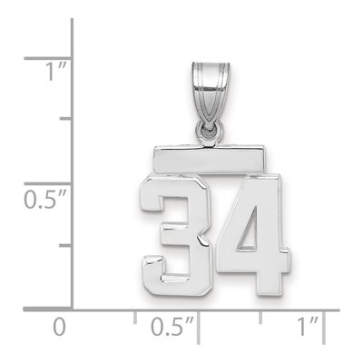 14K White Gold Small Number 34 Pendant – view 2