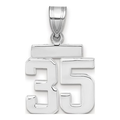 14K White Gold Number 35 Charm
