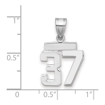 14K White Gold Number 37 Pendant – view 2