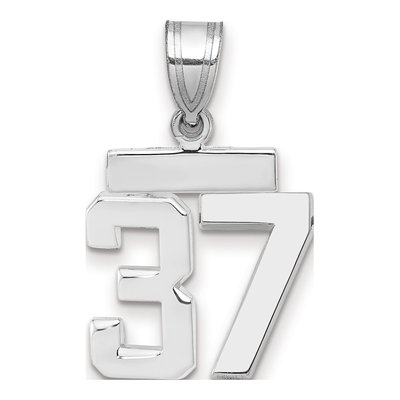 14K White Gold Number 37 Pendant