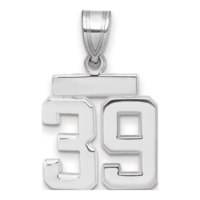 14K White Gold Number 39 Pendant