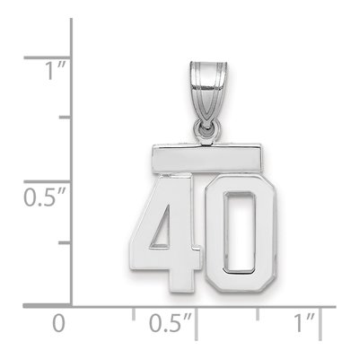 14K White Gold Small Number 40 Pendant – view 2