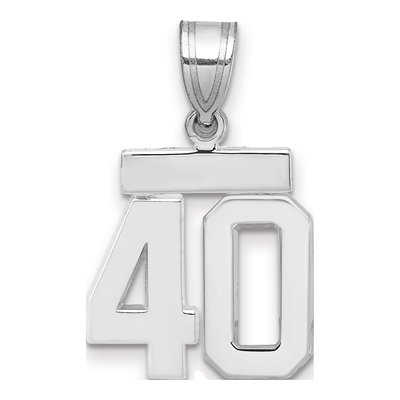 14K White Gold Small Number 40 Pendant