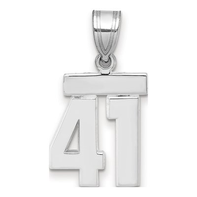 14K White Gold Small Number 41 Pendant