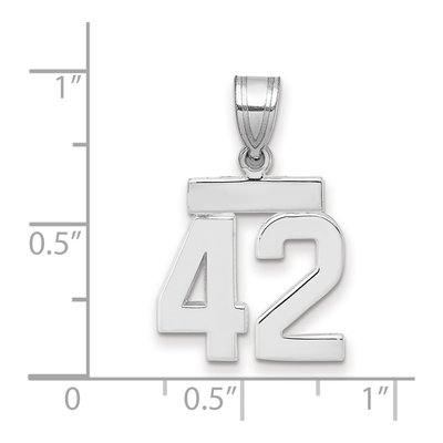 14K White Gold Small Number 42 Pendant – view 2
