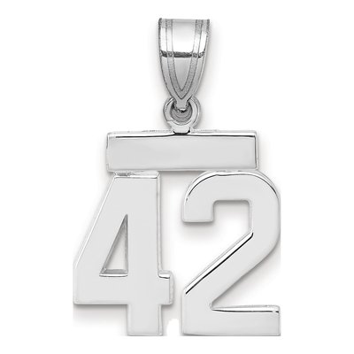 14K White Gold Small Number 42 Pendant