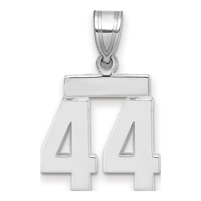 14K White Gold Small Number 44 Pendant