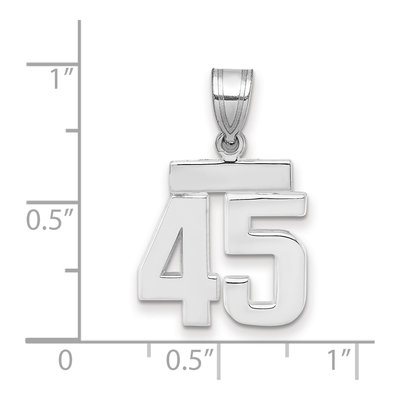 14K White Gold Small Number 45 Pendant – view 2
