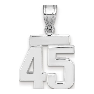 14K White Gold Small Number 45 Pendant