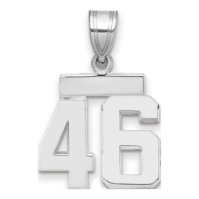 14K White Gold Small Number 46 Pendant
