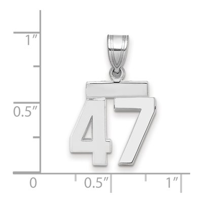 14K White Gold Small Number 47 Pendant – view 3