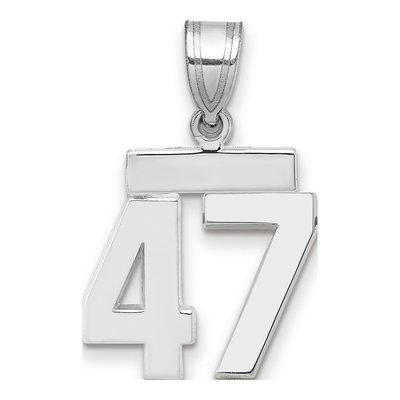 14K White Gold Small Number 47 Pendant