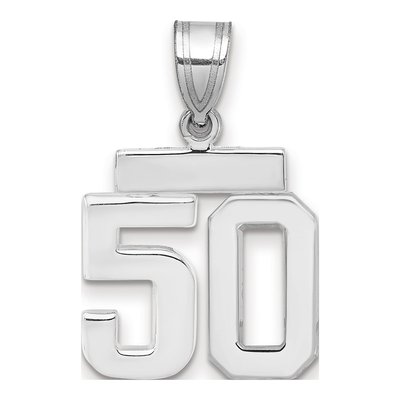 14K White Gold Number 50 Charm