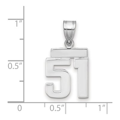 14K White Gold Number 51 Pendant – view 2