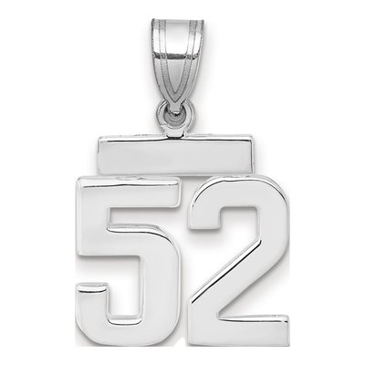 14K White Gold Number 52 Pendant