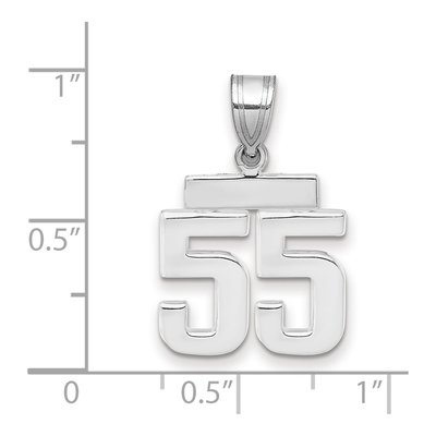 14K White Gold Number 55 Pendant – view 3