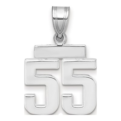 14K White Gold Number 55 Pendant