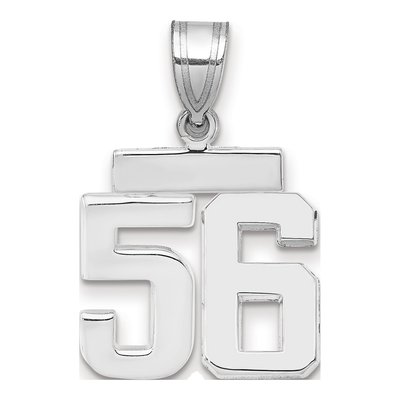 14K White Gold Small Number 56 Pendant