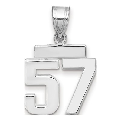 14K White Gold Small Number 57 Pendant