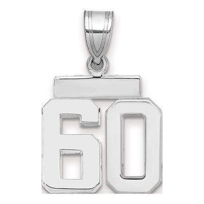 14K White Gold Number 60 Charm