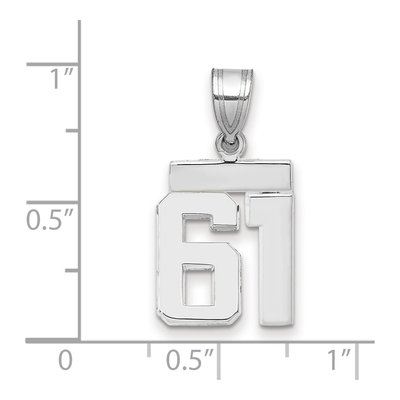 14K White Gold Small Number 61 Charm – view 2