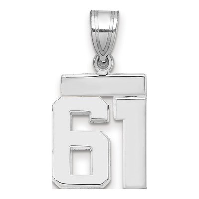 14K White Gold Small Number 61 Charm