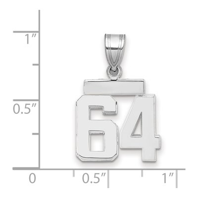 14K White Gold Number 64 Charm – view 2