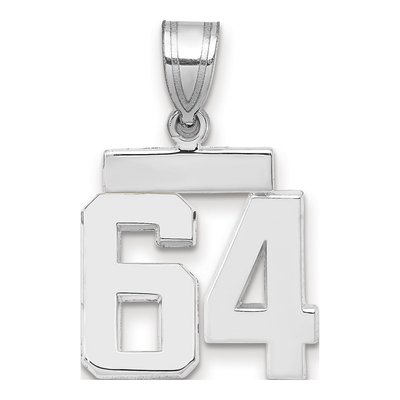 14K White Gold Number 64 Charm