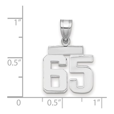 14K White Gold Number 65 Pendant – view 2