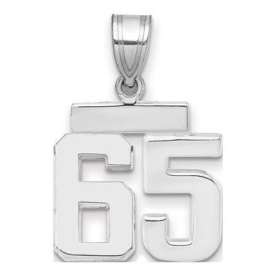 14K White Gold Number 65 Pendant