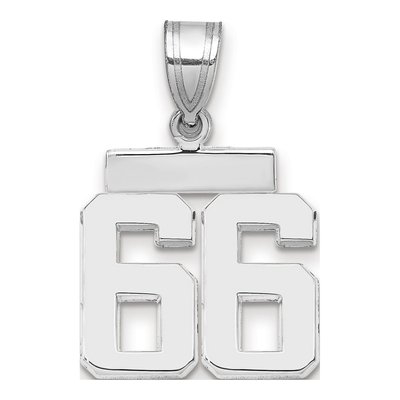 14K White Gold Small Number 66 Pendant