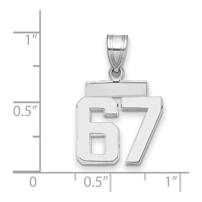 14K White Gold Small Number 67 Pendant – view 2