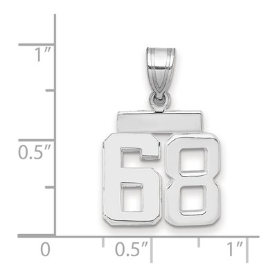 14K White Gold Small Number 68 Pendant – view 2