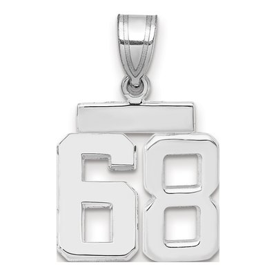 14K White Gold Small Number 68 Pendant