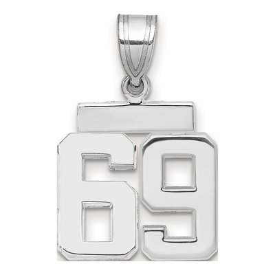 14K White Gold Number 69 Charm