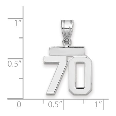 14K White Gold Small Number 70 Pendant – view 2