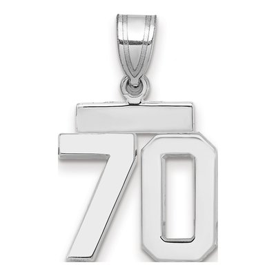 14K White Gold Small Number 70 Pendant