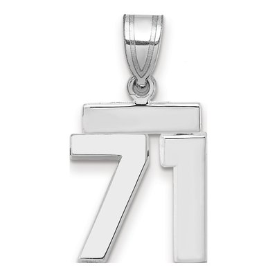14K White Gold Number 71 Charm