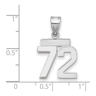 14K White Gold Small Number 72 Pendant – view 2