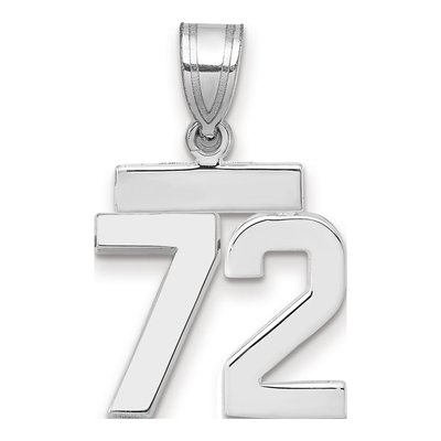 14K White Gold Small Number 72 Pendant