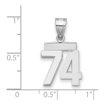 14K White Gold Number 74 Charm – view 2