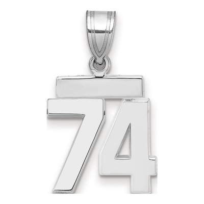 14K White Gold Number 74 Charm