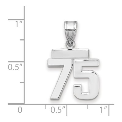 14K White Gold Small Number 75 Pendant – view 2
