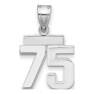 14K White Gold Small Number 75 Pendant