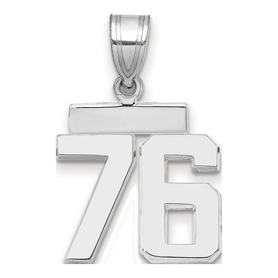 14K White Gold Number 76 Charm