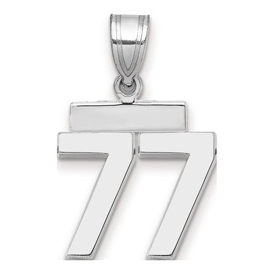 14K White Gold Number 77 Charm