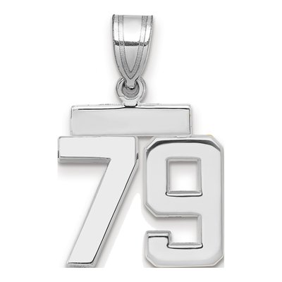 14K White Gold Small Number 79 Pendant