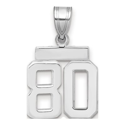 14K White Gold Number 80 Charm