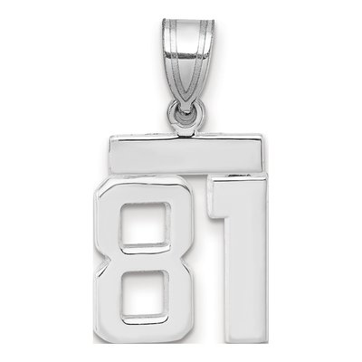 14K White Gold Small Number 81 Pendant