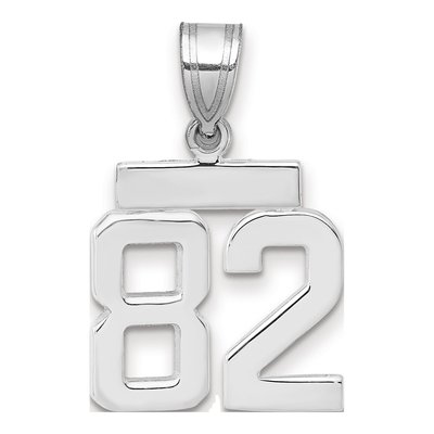 14K White Gold Number 82 Charm